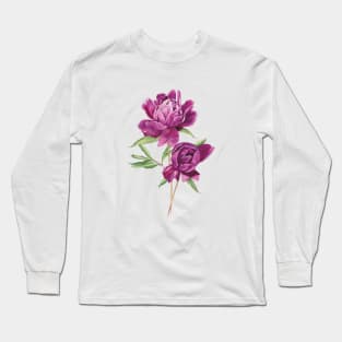 Watercolor pink peonies Long Sleeve T-Shirt